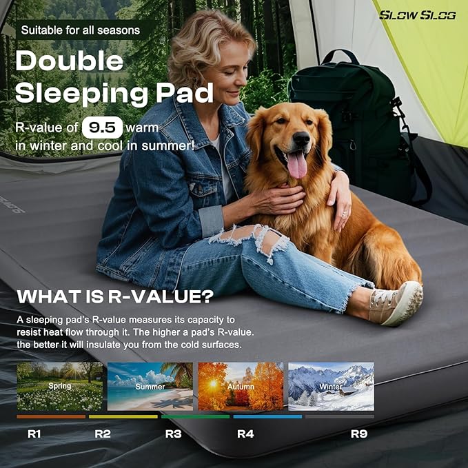 Self-Inflating Sleeping Pad with Portable Electric Air Pump, 4in Thick Memory Foam Camping Mattress for Tent Cot & Car Travel, Fast Inflate & Deflate Camping Pad, Gray