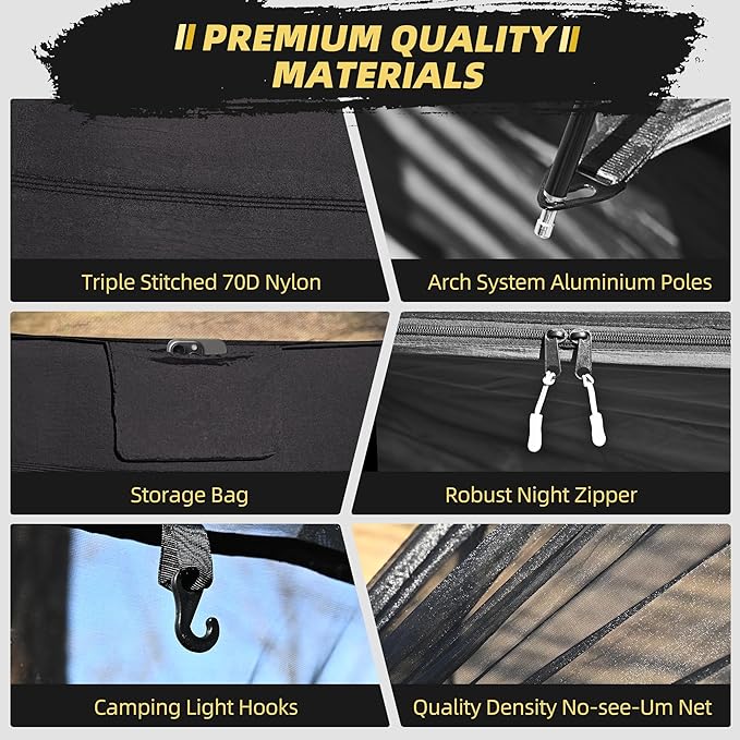 Lulladle Camping Hammock - (Double/Single) Hammock Portable with Tree Straps and with Mosquito Net，Nylon Hanging Hammock Easy Setup and Pack for Outdoor, Hiking and Backyard