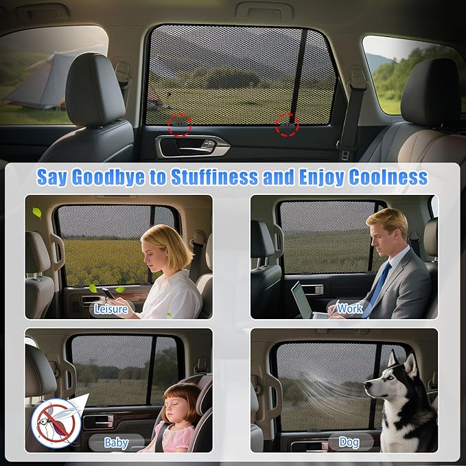 ZATOOTO Car Window Shades Honda CRV 2017-2022 for Rear Window | Car Curtains 2-Pack Baby & Pet | Blocks 99% UV & Heat | Breathable Mesh Privacy Screen | Bug-Free Design for Camping & Travel