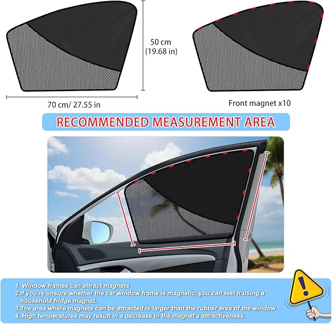 ZATOOTO Car Window Shades Upgraded Driver Side Window Shade with Blackout Layer Foldable Desgin Adjustable Half-Blackout & Mesh Design Just Snap by Magnet Universal for Most Cars