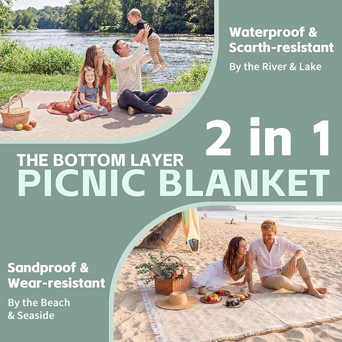 2 in 1 Extra Large Boho Beach Blanket Towel Sand Free Outdoor Picnic Mat Giant Oversized Xl Big Jumbo Huge Turkish Woven Throw Cloud Summer Vacation Essential Travel Must Have Accessories Women Gift