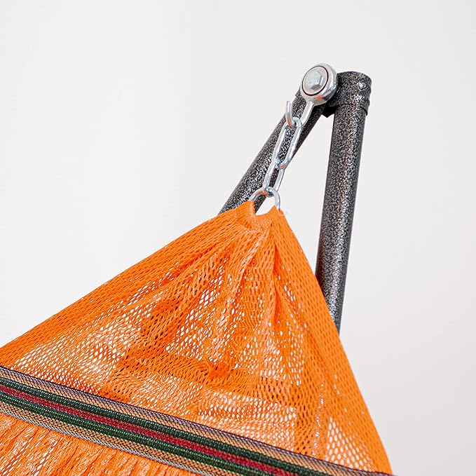 Best Home Fashion Hammock for 2 Persons with Collapsible Steel Stand 600 lbs Capacity- Portable Carrying Case, Adjustable, Perfect for Camping Beach Patio, EZ Daze Foldable Hammock with Stand- Orange