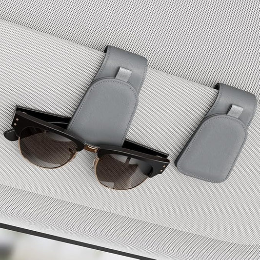 Sotfamily Sunglass Holder for Car Visor, Suede Cloth Magnetic Sunglass Organizer for Car Accessories, 2 Packs, Gray