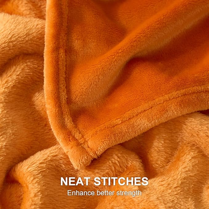 Hansleep Fleece Orange Throw XL Blanket, Super Soft Flannel Fuzzy Plush Cozy Blanket for All Seasons, Orange, Throw XL 50x70 Inches