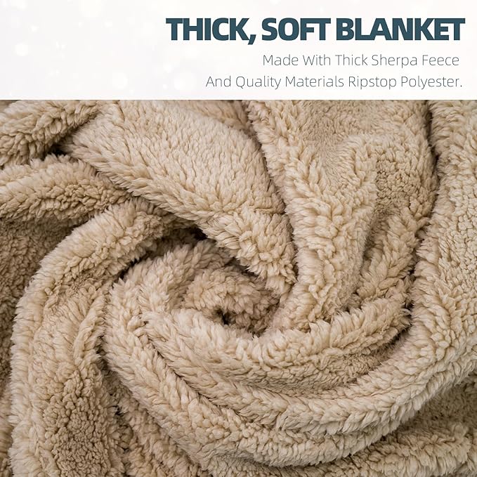 Outdoor Camping Blanket - Puffy Camping Blanket Packable,Sherpa Fleece Warm Blanket for Camping, Outdoors, Travel, Stadium, Festivals, Beach, Hammock 56"x 78" Machine Washable, DWR, Lightweight