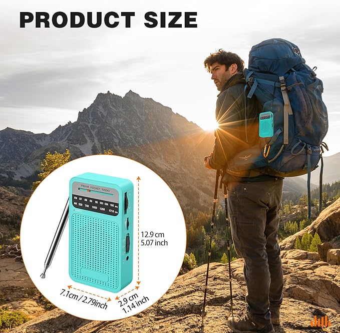 Portable Radio AM FM with Best Reception, Goodes Transistor Radio with Loud Speaker, 2AA Battery Operated, Headphone Jack for Indoor, Outdoor and Emergency Use-Green