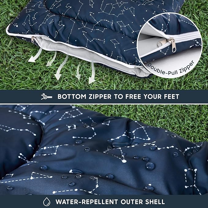 Wake In Cloud - Kids Sleeping Bag for Boys Toddlers, Camping in Warm Cold Weather, Backpacking Lightweight Compact Outdoor Liner for 3 Seasons, Constellation Galaxy