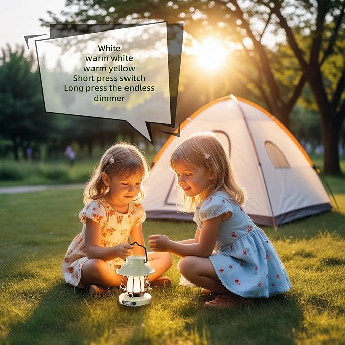 HOMY Snail Camping Lantern for Kids USB Rechargeable, 3 Color Dimmable LED Light, Portable Outdoor Indoor Night Light for Toddlers, Tent, Bedroom & Power Outages (Milk White)