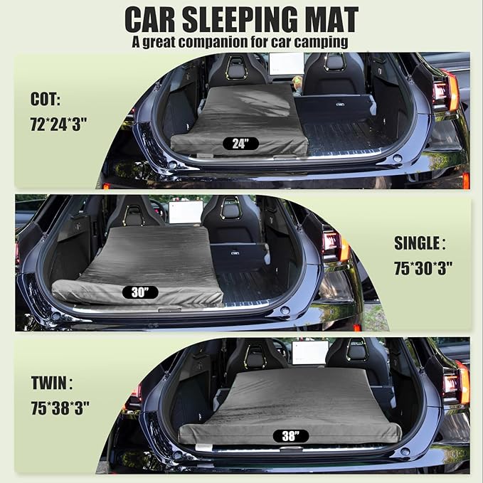 Aodisman Sleeping Pad,3-inch Thick Memory Foam Camping Mattress,Portable Roll-Up Mat for Car/Tent/Floor/Cot/Travel,Comfortable Pad for Guests Sleepover