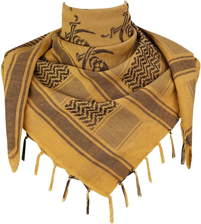Explore Land Cotton Shemagh Keffiyeh Tactical Desert Scarf Neck Head Wrap with Tassel for Men Women
