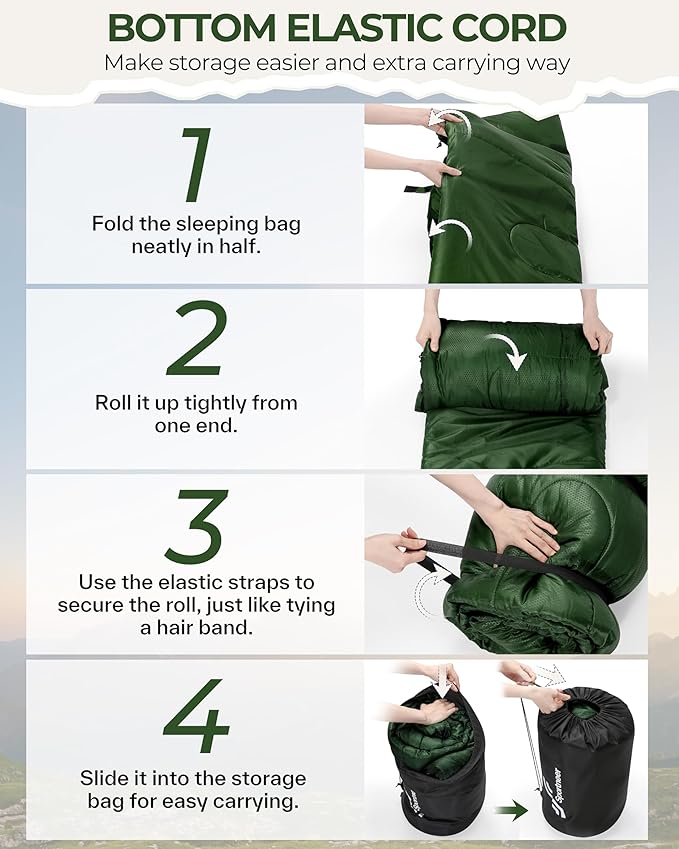 Sportneer 0 Degree Sleeping Bag for Cold Weather, XL Winter Sleeping Bag for Adults, Flannel Lined Camping Sleeping Bag, 32°F–59°F Rated, 87" x 33.5", 4.4 lbs, Detachable Hood, Compression Sack