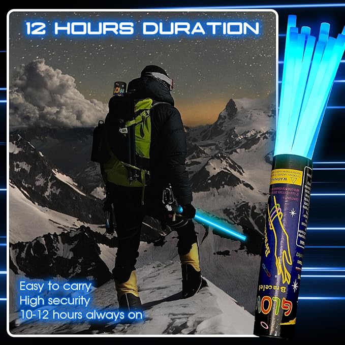 Lewtemi 10 Pcs Large Glow Sticks Big Giant Jumbo Halloween Christmas Emergency Light Stick for Camping Accessories, Survival Kit