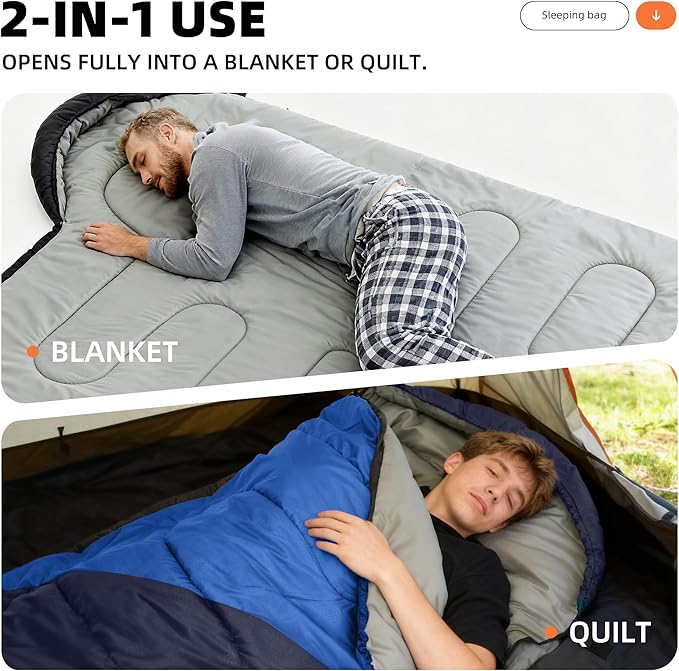 Sleeping Bags for Adults Cold Warm Weather,Backpacking Compact Lightweight Camping Sleeping Bag with Compression Sack for Kids,Camping Essentials Gear for Hiking,Travel,Climb,Outdoor, Indoor