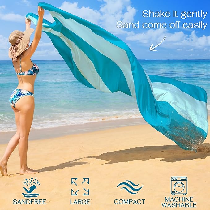 BYDOLL Beach Blanket 78''X81'' Waterproof Sandproof Suits1-4 Adults Oversized Lightweight Large Blanket Picnic Mat for Beach Sand Free Travel Camping Hiking Picnic