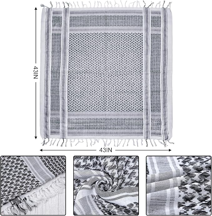 Aonal Military Shemagh Tactical Desert Scarf, 100% Cotton Keffiyeh Neck Head Scarf Wrap for Men Women