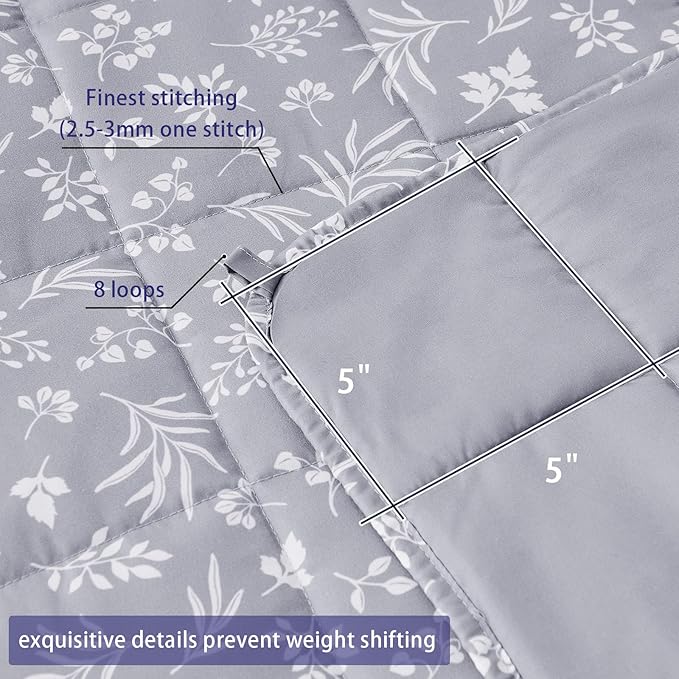 yescool Weighted Blanket for Adults (20 lbs, 60” x 80”, Dove Grey) Cooling Heavy Blanket for Sleeping Perfect for 190-210 lbs, Queen Size Breathable Blanket with Premium Glass Bead, Machine Washable