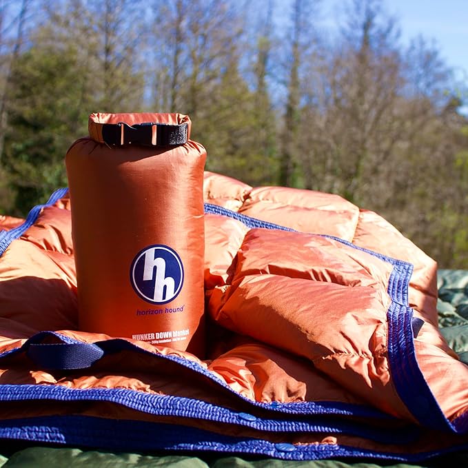 Horizon Hound Puffy Down Camping Blanket - Outdoor Travel Quilt | Sustainable, Insulated, Lightweight & Warm Gear for Sleep, Camping, Stadium, Hiking & Festivals | Water Resistant, Packable & Compact