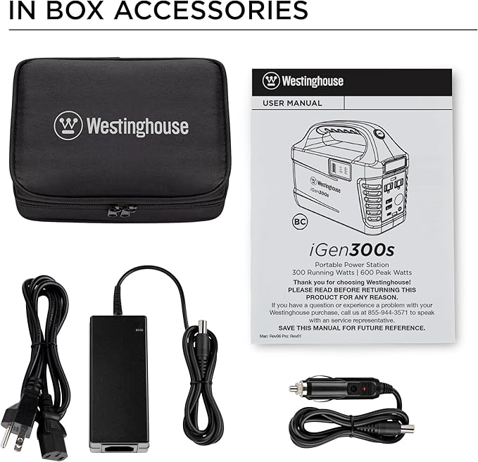 Westinghouse 296Wh 600 Peak Watt Portable Power Station and Solar Generator, Pure Sine Wave AC Outlet, Backup Lithium Battery for Camping, Home, Travel, Indoor/Outdoor Use (Solar Panel Not Included)