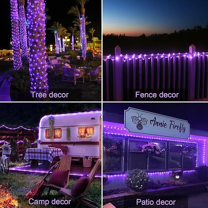 JMEXSUSS 200 LED Purple Solar Halloween Lights, 66 ft Rope Lights Outdoor Waterproof, PVC Tube Purple Christmas String Lights for Party Tree Fence Christmas