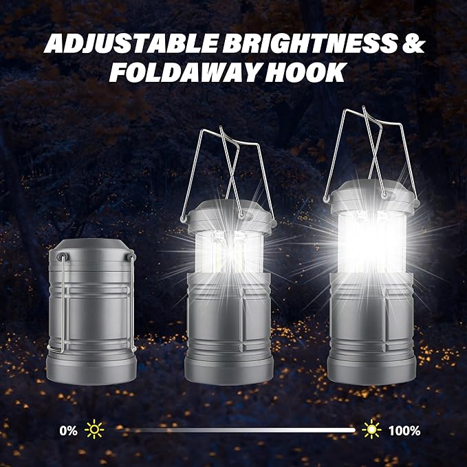 LED Camping Lantern for Power Outages, Battery Powered, Emergency Lanterns for Hurricane, Outdoor Use, 4 Pack