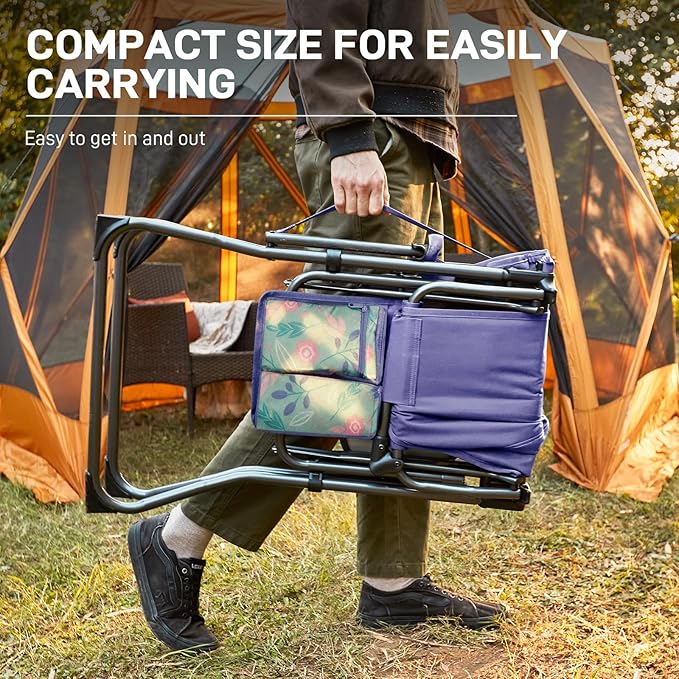 EVER ADVANCED Portable 30.7" Seat Height Tall Folding Camping Chair Directors Chair High Foldable Bar Stool with Side Table for Makeup Artist, Sports Event, Craft Show, Supports 350LBS
