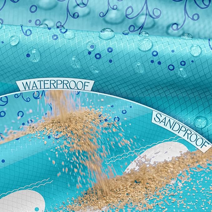 BYDOLL Beach Blanket 78''X81'' Waterproof Sandproof Suits1-4 Adults Oversized Lightweight Large Blanket Picnic Mat for Beach Sand Free Travel Camping Hiking Picnic