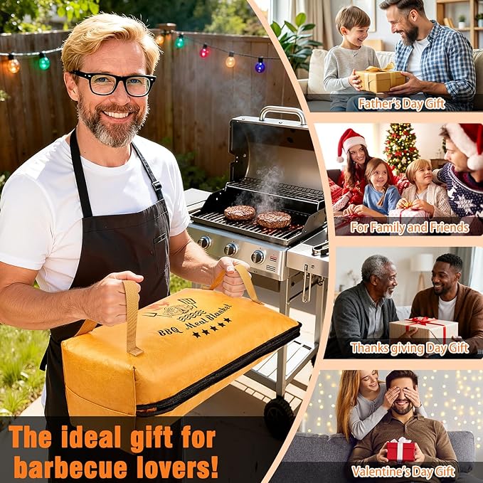 21in BBQ Blanket for Resting Meat with Butcher Paper Roll, Insulated Bag for Turkey/Beef/Brisket/Pork Shoulder, Kitchen/Party/Picnic/Camping Accessories, Anniversary Birthday Gift for Men
