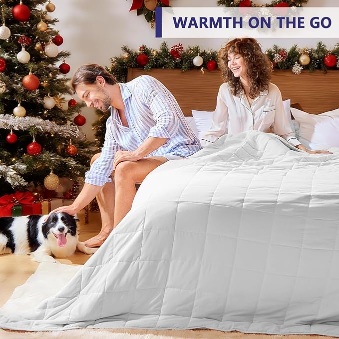 King Size Weighted Blanket for Adults (30 lbs, 80” x 87”, White) Cooling Heavy Blanket for Sleeping Perfect for 290-310 lbs, Breathable Blanket for Adults & Couple All Season, Machine Washable