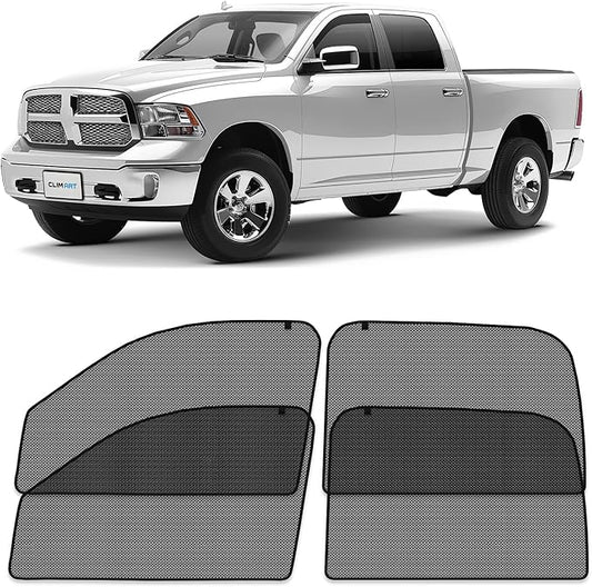 CLIM ART Magnetic Car Window Shades for Dodge RAM 2009-2018 Crew Cab – Custom-Fit Sun Blocker Curtains, Side Window Covers, Essential Car Accessories for Camping, Baby, and Privacy Protection - MS0271