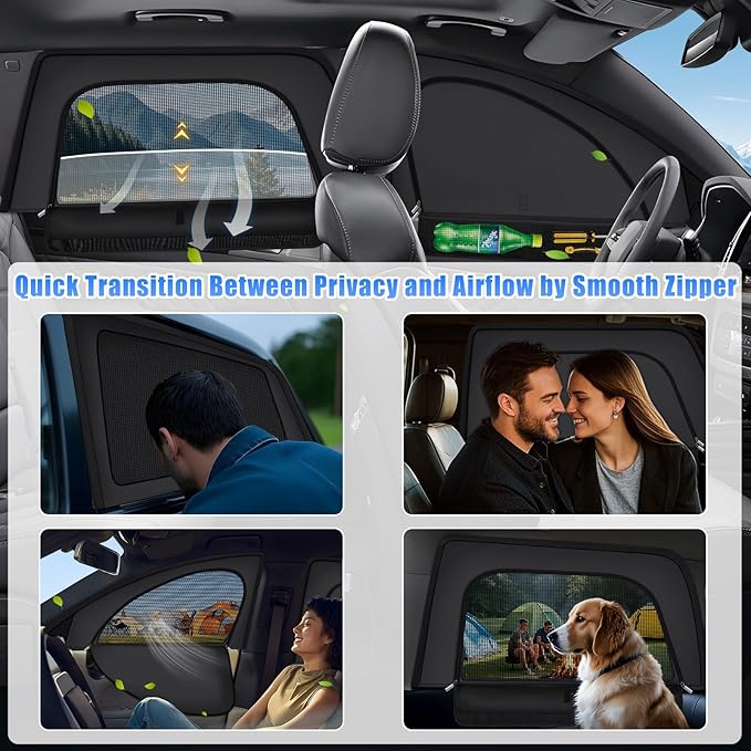 ZATOOTO Car Window Shades for Honda CR-V 2017-2022 Car Window Covers Blackout | Double-Layer with Zipper | Airflow and Privacy CR-V Window Screen with Storage Bag for Camping Napping Traveling