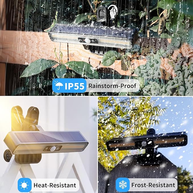 Clip On Solar Motion Lights Outdoor Waterproof, 6 Pack Motion Sensor Outdoor Lights with 36 LEDs, 3000K, Portable Solar Powered Security Light for Fence Garage Camping(Black)