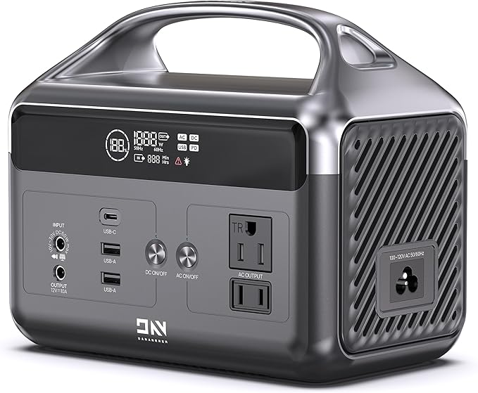 DaranEner Portable Power Station 60,000mAh, 192Wh LiFePO4 Battery Backup w/2 300W (Surge 600W) AC Outlets, 2H Fast Charging, Power Bank for Hurricane Emergency/Home/Outdoor Camping/RVs Use