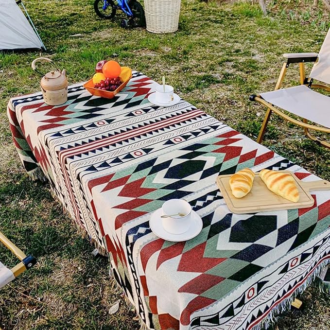 Lqprom Southwest Throw Blankets Aztec Southwestern Throws Cover Boho Native American Blankets for Gift Sofa Table Bed Living Room Decor Outdoor Camping Picnic Tent Beach Car Traveling 63"x87"