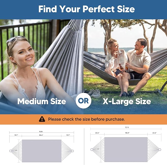 SUNCREAT Medium Size Tree Hammocks for Outside, Patio Hammock Without Stand, Light Gray
