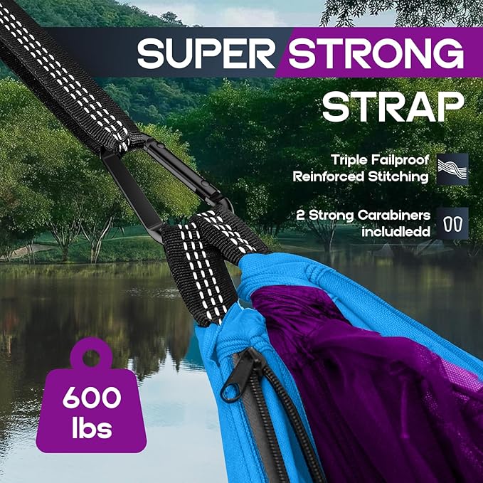 Camping Hammock Mosquito Net,Double & Single Portable Hammocks for Kids Hammocks with 2 Tree Straps,Hammock Tent for Travel Camping,Camping Accessories for Indoor Outdoor Hiking Backpacking
