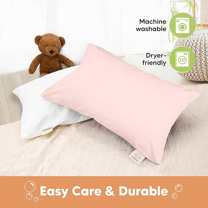 KeaBabies 13 x18 Toddler Pillowcase, Waterproof - Soft Waterproof Toddler Pillow Protector Cover for Kids, Boys, Girls, Durable Machine Washable, Small Travel Pillow Sold Separately (Mist Pink)