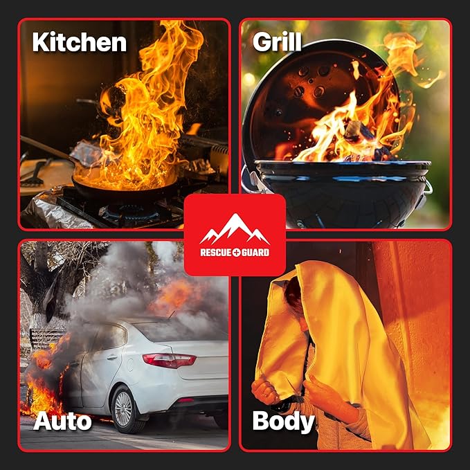 Fire Blanket 2 Pack 40”x40” - Fire Blankets Emergency for Home and Kitchen - Emergency Blankets for Survival - Home House Safety Supplies kit Must Haves - Firemen Safety Gifts and Essential Stuff