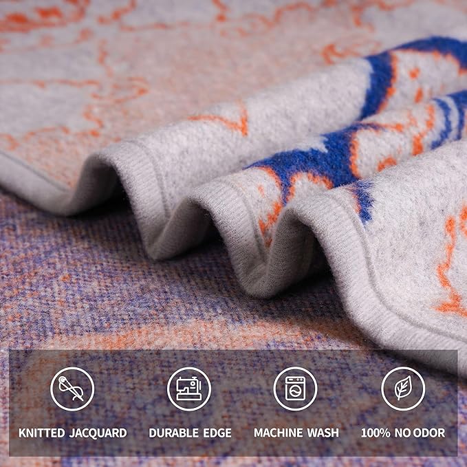 ACUSHLA Merino Wool Camp Blanket - Warm Thick Washable Large Bed Couch Camping Outdoor Sleeping Patio Throw Blanket All Weather, Scandinavia-Grey 79X63