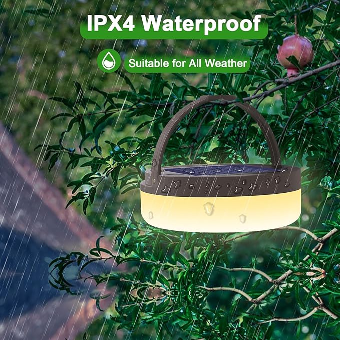 Outdoor Waterproof Portable Stowable String Light, 4 in 1 Retractable Camping String Lights with 8 Lighting Modes (42ft), Solar /USB Rechargeable Tent Lights for Hiking, Yard, RV (Multicolor String）