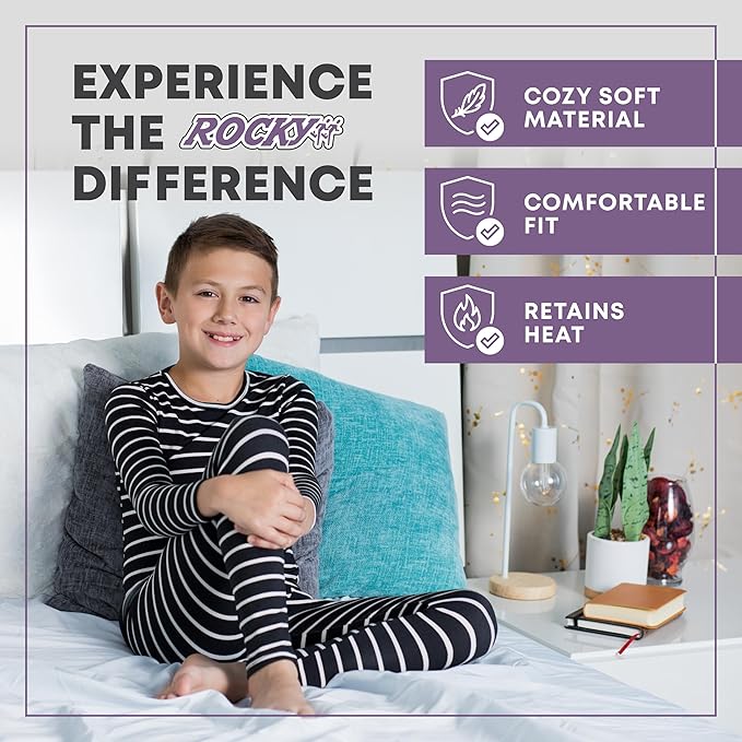 Rocky Thermal Underwear for Kids, Boys Thermals, Long Johns Underwear, Base Layer for Cold Weather/Skiing