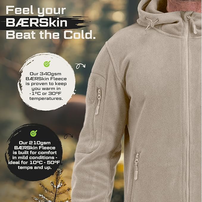 Baerskin Tactical Hoodie Jacket for Men 4.0 - Military Style Fleece Sweater for Cold, Rain, Wind or Snow