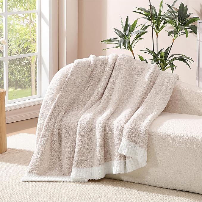 WRENSONGE Throw Blanket Cationic Dyeing Taupe Soft Cozy Fluffy Warm Hand Made Throw Blankets for Couch, Sofa, Chair, Bed, Camping, Picnic, Travel Lightweight Bed Blanket - 50"*70"
