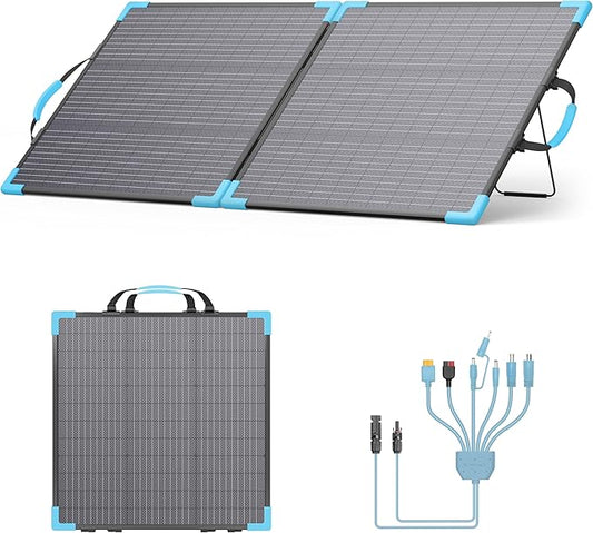 110W Bifacial Portable Solar Panel Suitcase, 23.5% High Efficiency ETFE Foldable Solar Charger for Power Station,IP68 Waterproof 2 Reinforced Kickstands for RV Camping Off-Grid Blackouts