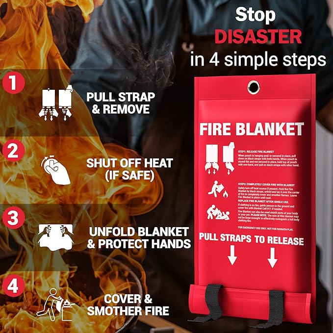 National Park Foundation Partner Emergency Fire Blanket, 40”x40” UM9 Fiberglass Fire Blanket for Outdoor, Home and Kitchen Fires, Camping Gear, Emergency Safety Protection, Designed in The USA