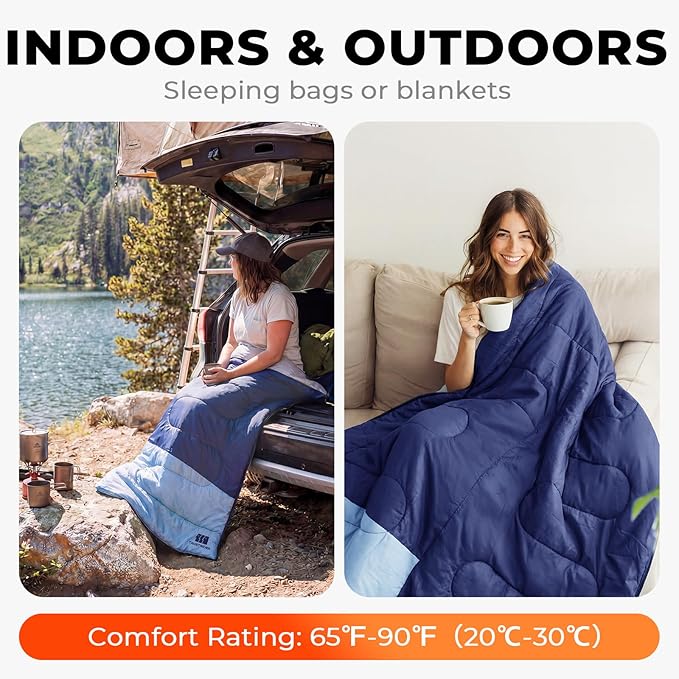 Ultralight Warm Weather Sleeping Bag - Portable, Waterproof, Compact Lightweight, Comfort with Compression Sack - Great for Outdoor Camping, Backpacking & Hiking