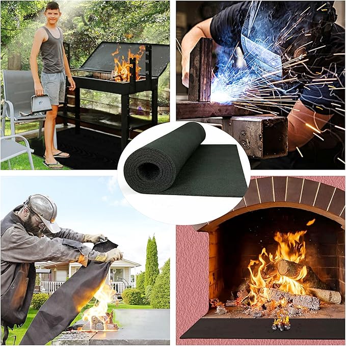 Welding Blanket Fireproof 20 x 24Inch | Heat Resistant Up To 3000°F | Flame Retardant Fabric Material Carbon Felt for Welders | Plumbers Cuttable 196mil