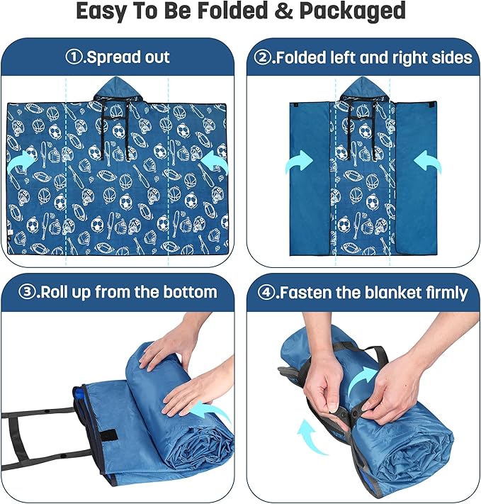 Catalonia Waterproof Stadium Blanket, Windproof Wearable Poncho for Football Sideline & Sports Events for Fans, Portable, Durable Outdoor Blanket for Camping & Tailgating