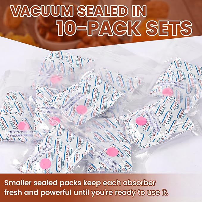 400 Counts 500cc Food Grade Oxygen Absorbers, 10 Individually Vacuum Sealed Packs with Oxygen Indicator, Oxygen Absorber Packets for Long Term Storage in Mylar Bag,Canning Jars, Freeze Dryer Storage