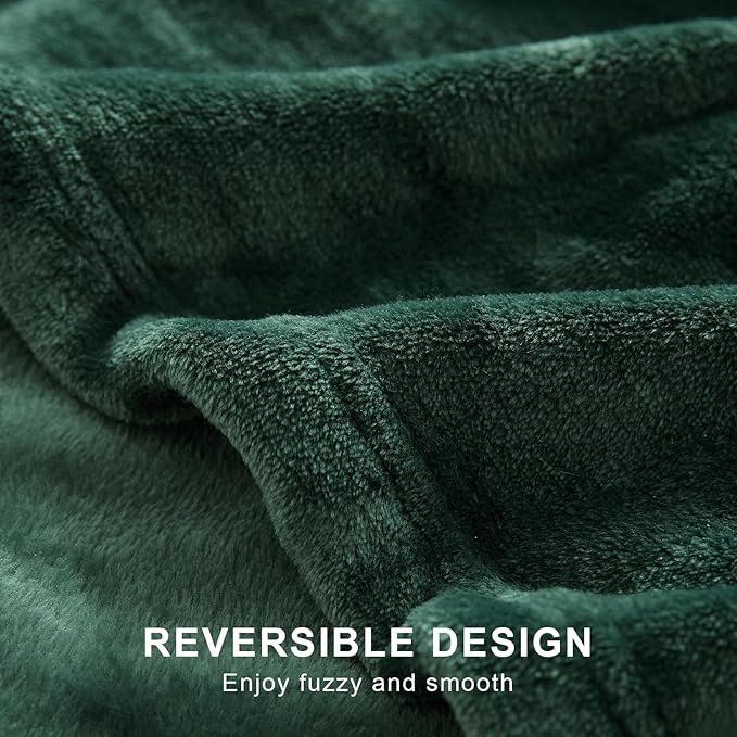 Hansleep Fleece King Size Blanket for Bed Dark Green, Super Soft Flannel Fuzzy Plush Cozy Blanket for All Seasons, Dark Green, King 90x108 Inches