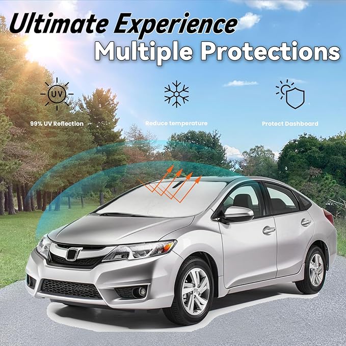 Windshield Sun Shade for Honda Civic 2012-2015, Car Front Window Sunshade with 240T Sun Visor Protector Blocks UV Rays Heat Sun Shield Accessories
